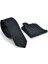 Beyaz Noktalı Verev Çizgili Siyah Dokuma Kumaş Mendilli Slim Fit Kravat / SDK-220712 2