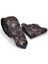 Bej Lacivert Motif Desenli Kahverengi Dokuma Kumaş Mendilli Slim Fit Kravat / SDK-220714 2