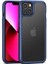 Apple iPhone 13 Mini Kılıf Şeffaf Karbon Dokulu Inoks Silikon - Mavi 1