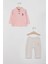 Lisanslı Yakalı Somon Kız Bebek Uzun Kol SweaT-shirt Takım 1