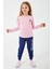 Lisanslı Klasik Şeker Pembe Kız Çocuk Uzun Kol Pijama Takım 3