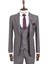 Gri Slim Fit Yelekli Erkek Takim Elbise 1