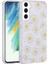 Samsung Galaxy S21 Fe Uyumlu Kılıf Simli Kalpli ve Çiçekli Desenli Parlak Tasarım Soft Kılıf 1