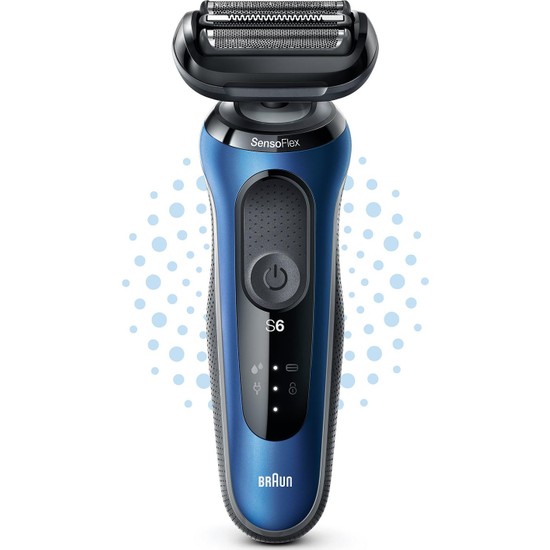 Braun Seri 6 B1000s Kablosuz Tıraş Makinesi Mavi AutoSense SensoFlex Islak & Kuru Kullanım Özellikleri