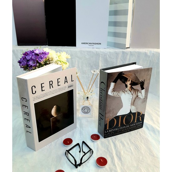 Lovely Book & Book Cereal & Dior Kahverengi Dekoratif Kitap Kutu 2'li Set