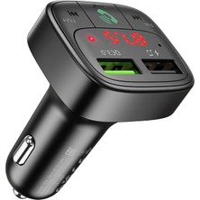 Hoco E59 Dijital Göstergeli Kablosuz Araç Içi Fm Transmitter + USB Hızlı Şarj Aleti ALL-35366