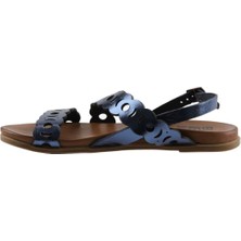 Bueno Shoes Lacivert Parlak Deri Kadın Düz Sandalet