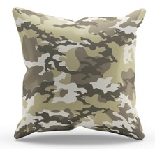 Moud's Çift Tarafı Baskılı Yeşil Kamuflaj Desenli Tekli Süet Kırlent Kılıfı