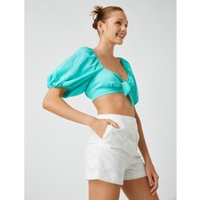 Koton Şahika Ercümen XKoton - Fiyonk Detaylı Crop Bluz