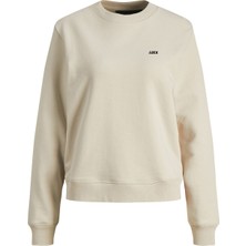 Jack & Jones JJXX Kadın Ekru Sweatshirt Uzun Kol Düz Renk 12223962-Moonbeam Türkiye Menşeli