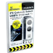 Automix 2'li Çakmak Soketi Usb'li 3100 Ma