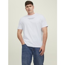 Jack & Jones Bisiklet Yaka Baskili Tisört- Büyük Beden-12222432