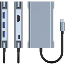 Polham 87W 7in1 Pd Type C Çevirici Adaptör, 1x 4K Hdmi, 1x Vga, 1x RJ45, 1x Pd Type C, 3x USB Hub