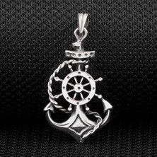 Takı925 Denizci Çapa Dümen Tasarımlı 925 Ayar Gümüş Kolye Ucu