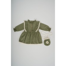 Miniko Kids Kız Bebek Uzun Kol Papatya Desenli Çantalı Elbise