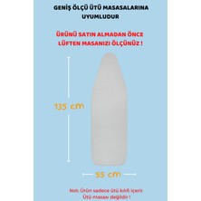 Beylini Ütü Masası Kılıfı Örtüsü Bezi, Keçeli,Süngerli,Lastikli Yanmaz Ayarlanabilir 55x135 cm Gri