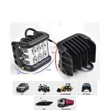 Nkt Group Off Road 45W 12 LED 10 cm Beyaz- Turuncu Kare Sis Farı Çalışma Lambası