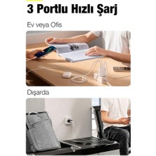 Baseus 17W 3 USB Portlu Ultra Hızlı Şarj Adaptörü, Akım Korumalı, Akıllı Çipli Şarj Başlığı