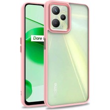 Case Street Casestreet Realme C35 Kılıf Flora Sert Silikon Arkası Cam Şeffaf Pembe