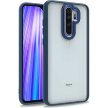 Case Street Casestreet Xiaomi Redmi Note 8 Pro Kılıf Flora Sert Silikon Arkası Cam Şeffaf Lacivert