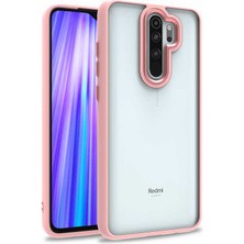 Smcase Xiaomi Redmi Note 8 Pro Kılıf Flora Sert Silikon Arkası Cam Şeffaf Pembe