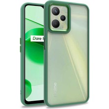 Dlrcase Realme C35 Kılıf Flora Sert Silikon Arkası Cam Şeffaf Yeşil