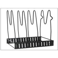 Xinh Paslanmaz Çelik Tava Organizatör Tutucu Kesme Tahtası Pan Pot Ayarlanabilir Raf Aksesuarları Mutfak Tencere Depolama Raf 5 Katmanlar | Raflar ve tutucular (Siyah) (Yurt Dışından)