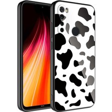 Case 4U Xiaomi Redmi Note 8 Kılıf Kamera Korumalı Desenli Arka Yüzey İçi Kadife Sert Silikon Epoksi Kapak NO7 Siyah - Beyaz