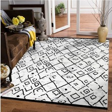 Valery Home Luna Siyah Saçaklı  Eco Yıkanabilir Kaymaz Taban Dört Mevsim Halı