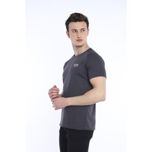 Escetic Erkek Füme Erkek Slim Fit Pamuklu Kısa Kollu Bisiklet Yaka T-Shirt - 0830