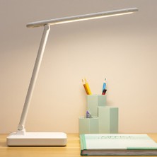 Wlue Şarjlı Dokunmatik 18 LED Çalışma Okuma Işığı Katlanabilir Masa Lambası Beyaz