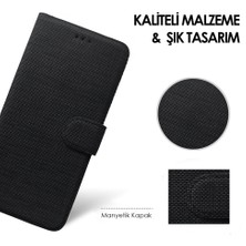 Apsuwa General Mobile Gm5 Plus Kılıf Cüzdan Kapaklı Kartlıklı Kumaş + Ekran Koruyucu Nano