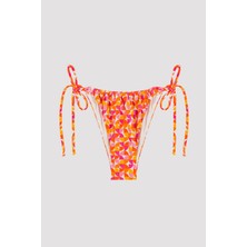 Çok Renkli Desenli Retro Bağlamalı Bikini Altı