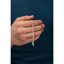 925 Gümüş 925 Ayar Gümüş Figaro Zincir Bileklik 5 mm 20 cm