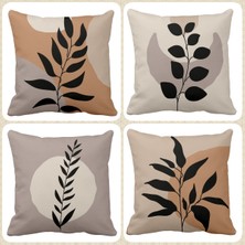 Queen Home Çift Tarafı Baskılı Sulu Boya Ay Desenli 4'Lü Kırlent Kılıf Seti