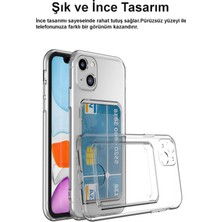 Kzy Apple iPhone 13 Pro Kapak Kamera Korumalı Kartlıklı Şeffaf Silikon Kılıf