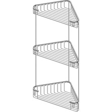 Sözer Starax Paslanmaz Üçlü Köşe Banyo Şampuanlık, Süngerlik Pirinç 18CM - Krom