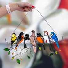 Xhang Kuşlar Süsler Rüzgar Çanları Bir Tel Panelinde Kuşlar Lekeli Pencere Paneli Kuş Anneler Günü Hediyeleri Kuş Sevgilisi Için Hediyeler | Rüzgar Çanları ve asılı Süslemeler (Yurt Dışından)