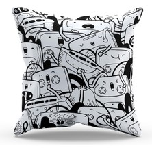 Moud's Çift Tarafı Baskılı Tapes Desenli Tekli Süet Kırlent Kılıfı