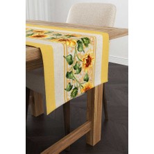 Cango Home Sarı Yeşil Dekoratif Ayçiçek Desenli Dijital Baskılı Runner CGH1111-RN