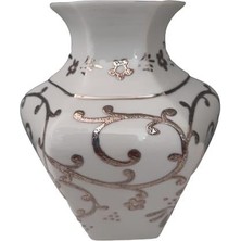 Kütahya Porselen Köşeli Vazo 15 cm Dekor NO:3678 Platin