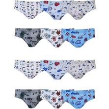 Tutku 12'li Ekonomik Paket Tutku Desenli Elastan Emprime Erkek Çocuk Slip