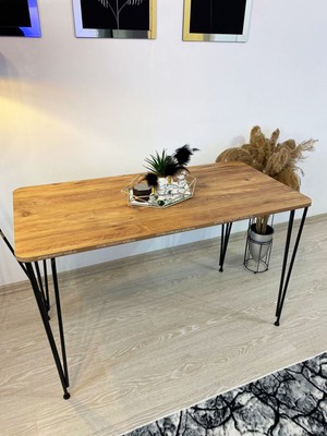 Stone Concept Mobilya Mutfak Masası Metal Ayaklı Masa 60 x 120 cm Atlantik Çam