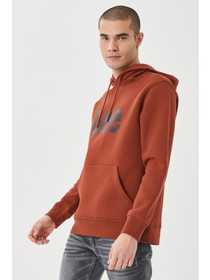 Lee L212021810 Erkek Kiremit Kapüşonlu Sweatshirt