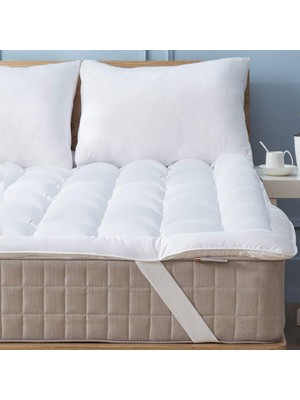 Elyaf Sepeti Dört Köşe Lastikli Kapitoneli Yün Dolgulu Uyku Pedi