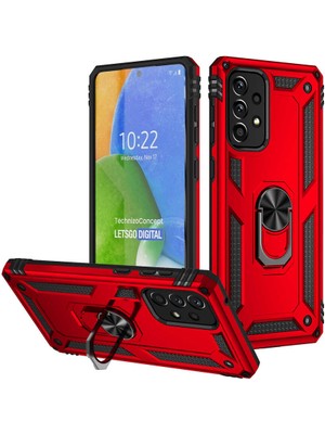 Case Street Casestreet Samsung Galaxy A73 Kılıf Vega Sert Silikon Tank Standlı Yüzüklü Mıknatıslı Kırmızı