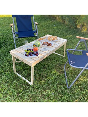 Rubı Katalanabilen Ahşap Piknik Masası - Kamp Masası - Yemek Masası - Portatif Masa
