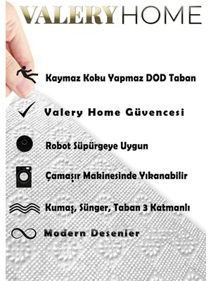 Valery Home Luna Siyah Saçaklı  Eco Yıkanabilir Kaymaz Taban Dört Mevsim Halı