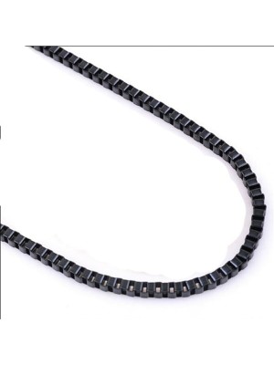 Trend Collection Unisex Siyah Küp Çelik Zincir Kolye 60 cm