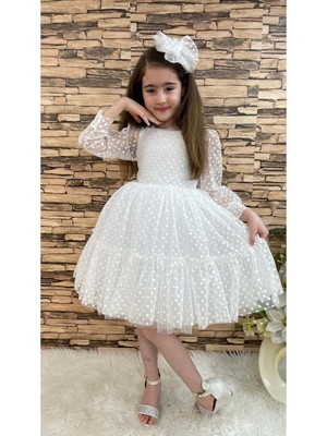 Mnk Baby & Kids MNK Katkat Prenses Dantel Tokalı Kız Çocuk Elbise Beyaz Renkli Özel Günler İçin Şık Tasarım